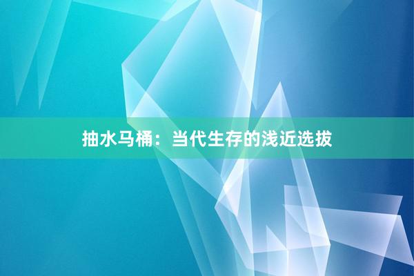 抽水马桶：当代生存的浅近选拔